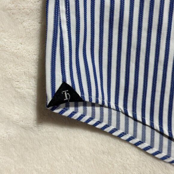 Hudson Room Slim Fitted 80's Two Ply Dress Shirt Striped Blue Mens 15.5 / 35 - Picture 5 of 13
